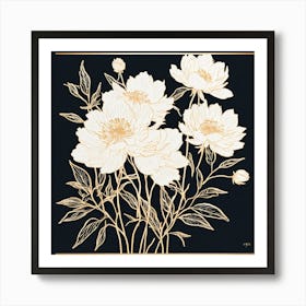 White Peonies Art Print