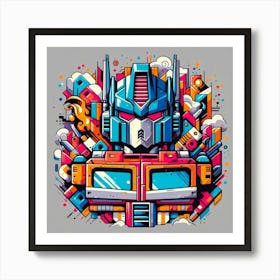 Transformers Optimus Prime Colorful Comic Graffiti Style Poster