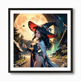 Witch In The Moonlight Art Print