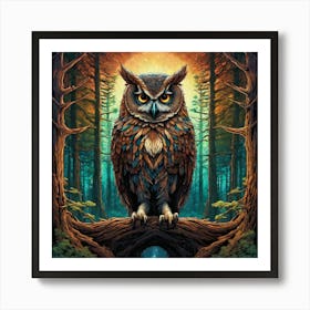 Owl In The Forest 38 Art Print