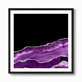 Purple & Silver Agate Texture 04 Art Print