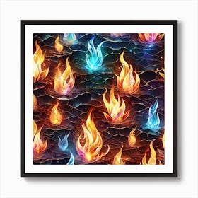 Seamless Pattern Of Fire 5 Art Print