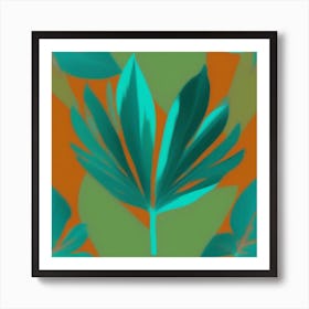 Tropical Leaf On A Solid Background pattern art, 123 Art Print