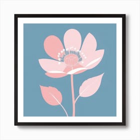 A White And Pink Flower In Minimalist Style Square Composition 375 Art Print