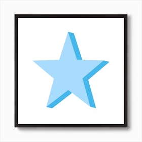 Blue Star On A White Background Art Print