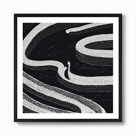 Snakes In The Water Art Print