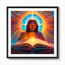 Jesus Reading The Bible Pop Art enlightenment 1 Art Print