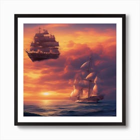 Sailing Ships In The Sky Art Print