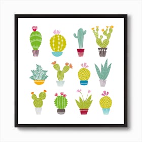 Cacti Collection Square Art Print