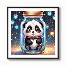 Panda In A Jar Art Print