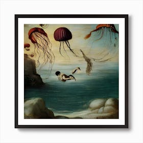 Amber Flying Jelly 6 Art Print