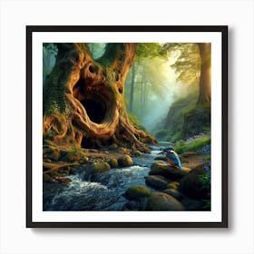 Kingfisher In The Forest 12 Art Print