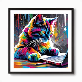 Colorful Cat Painting Art Print