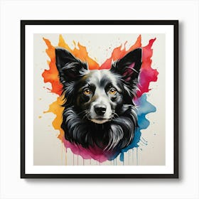 Default Generate A Powerful Colorful Border Collie Profile Log 1 Art Print