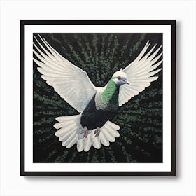 Ohara Koson Inspired Bird Painting Dove 4 Square Art Print