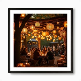 A Lively Autumn Festival Drenched In Rustic Charm Cascading Lanterns Of Burnished Gold And Amber (3) Art Print