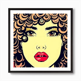 Pop Girl With Curly Hair Art Print