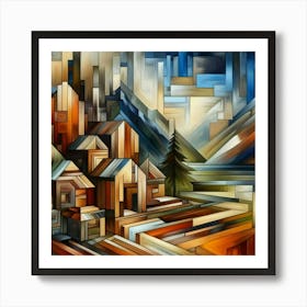 A mixture of modern abstract art, plastic art, surreal art, oil painting abstract painting art e
wooden huts mountain montain village 18 Art Print