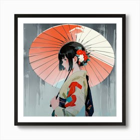 Japanese girl with umbrella 5 Art Print