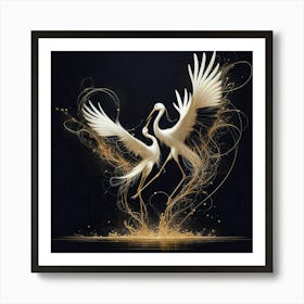 White Cranes 1 Art Print