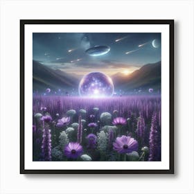 Aliens And Flowers Art Print