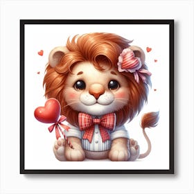 Valentine's Day, Lion 2 Art Print