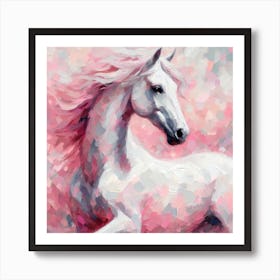 White Horse In Pink Art Print