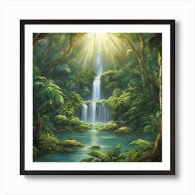 Waterfall In The Jungle Art Print