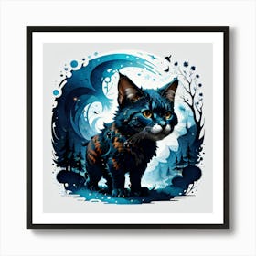 Cat In The Forest Art Print