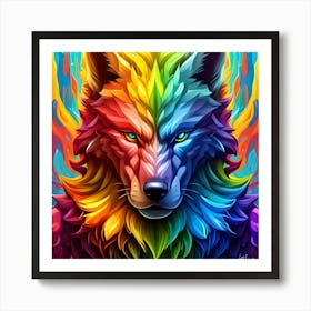 Rainbow Wolf 8 Art Print