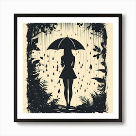 Girl In The Rain Art Print