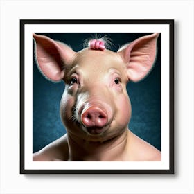 Pig With Pink Hair Art Print