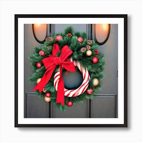 Christmas Decoration On Home Door (30) Art Print