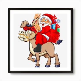 Santa Riding Donkey Christmas Costume Christmas Toddler 2022 Art Print