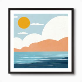 Sky, Sea, Beach, Geometric Abstract Art, Art Print Art Print