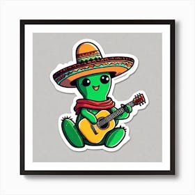 Cactus Playing Guitar 13 Art Print