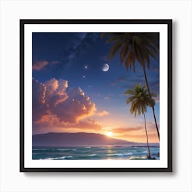 Sunset At The Beach 1 Art Print