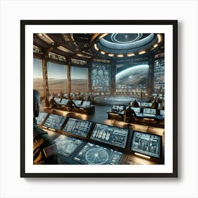 A Detailed Interior Scene Of A Command Center For The Martian Dominion Art Print