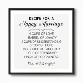 Recipe For A Happy Marriage Art Print