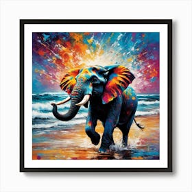 Elephant On The Beach Affiche