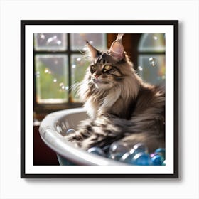 Maine Coon Cat Lounging Art Print