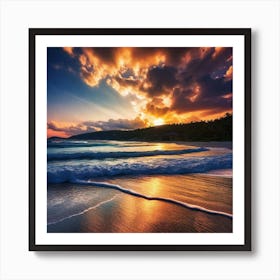 Sunset On The Beach 710 Art Print