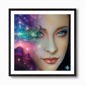 Woman In Space Art Print