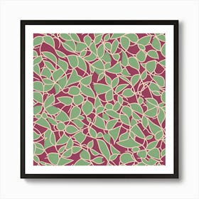 Abstract Leaves Pattern, A Seamless Pattern, Flat Art, 159 Art Print