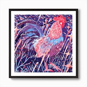 Rooster Square Art Print