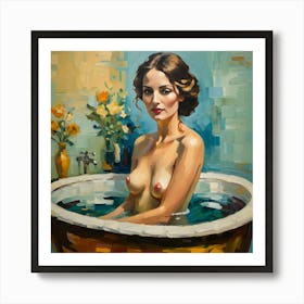 Nude Woman In Bathtub 4 Art Print