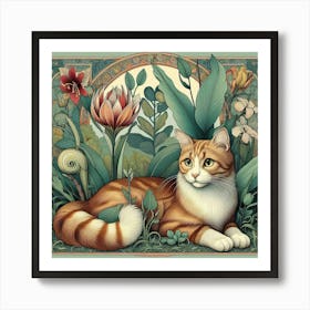 Cat In The Garden 1 Art Print