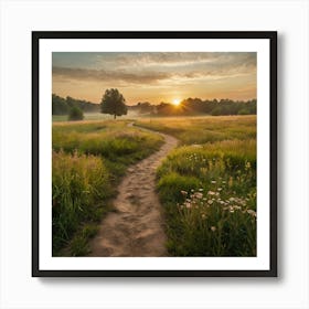 Sunrise In The Meadow Art Print