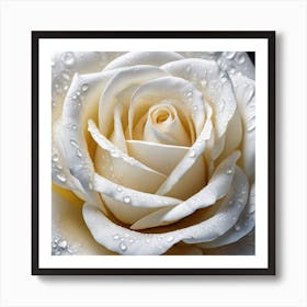 White Rose With Water Droplets 5 Art Print