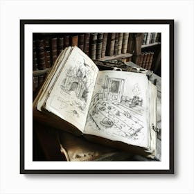 Sketch Of A Book Art Print